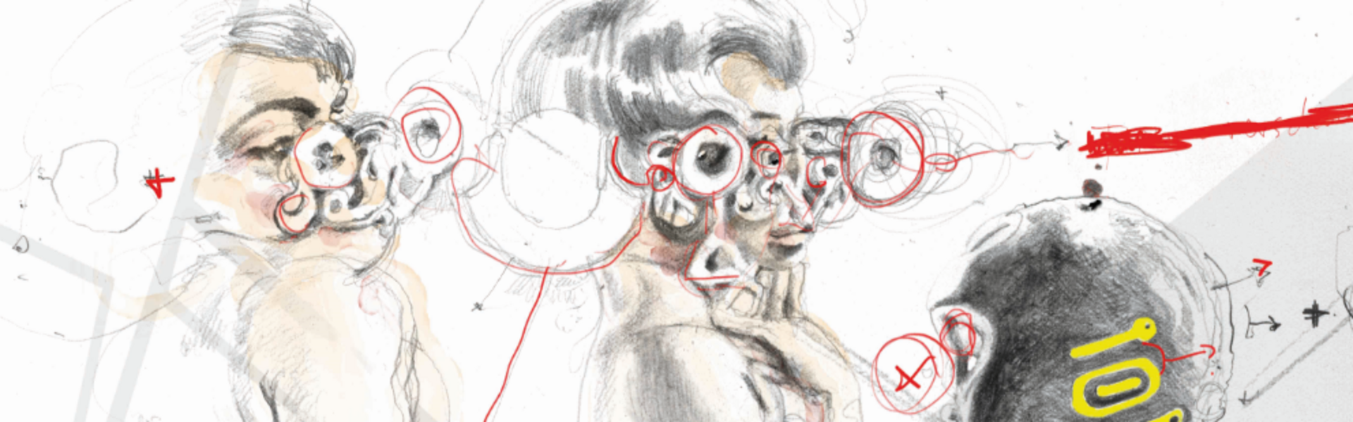 Zwei Personen tragen außergewöhnliche Brillen, die futuristisch anmuten.