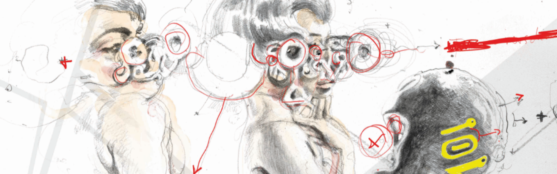 Zwei Personen tragen außergewöhnliche Brillen, die futuristisch anmuten.