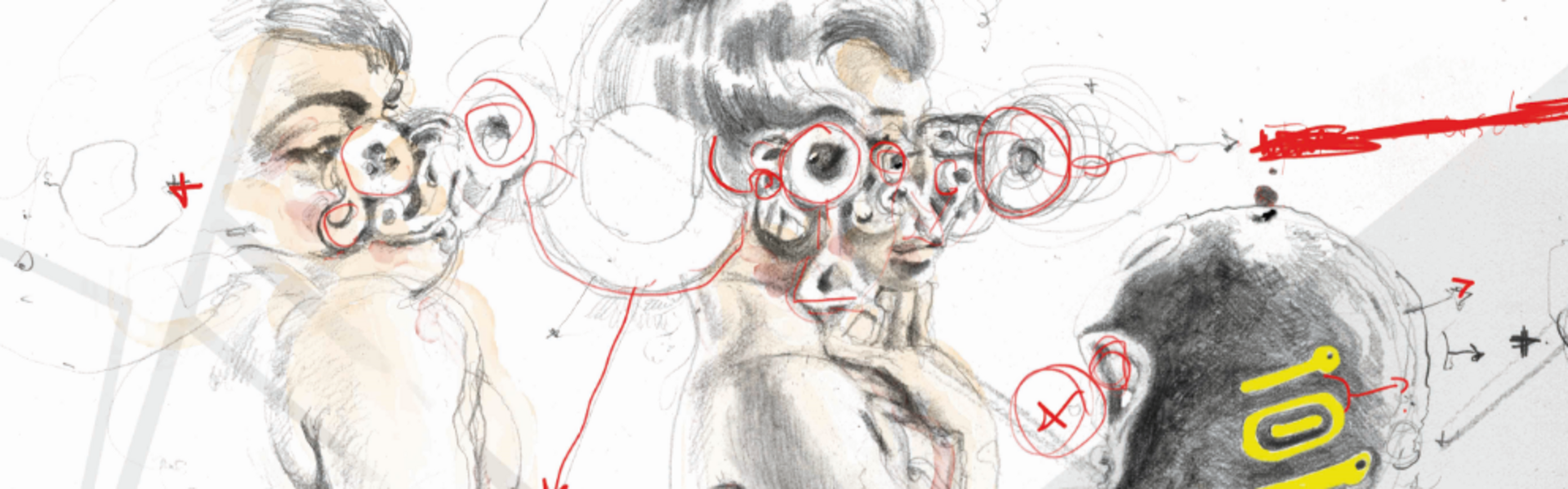 Zwei Personen tragen außergewöhnliche Brillen, die futuristisch anmuten.